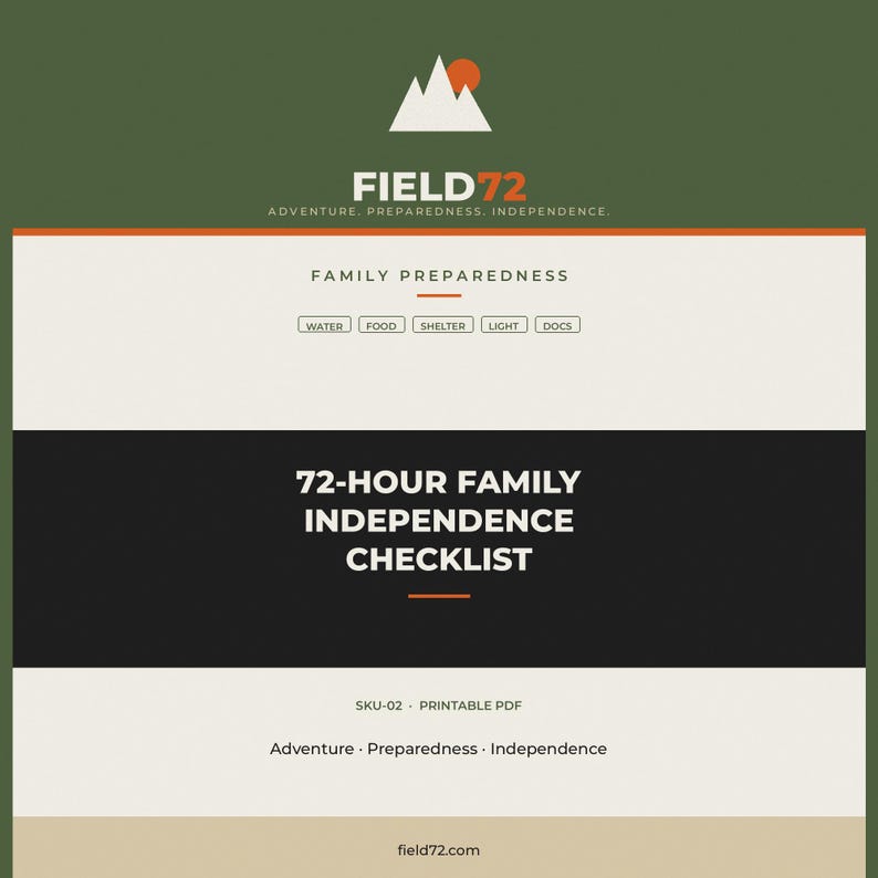 72-Hour Family Independence Checklist PDF | Emergency Preparedness Printable | Shelter-in-Place & Go-Bag image 1