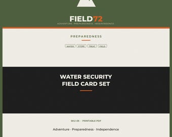 Water Security Field Card Set PDF | Camp & 72-Hour Household Water Plan | Printable Storage Treat Cards