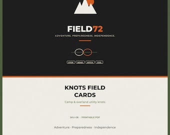 Knots Field Cards PDF | 12 Camp Overland Utility Knots Printable | Tent Guy Load Coil Cards