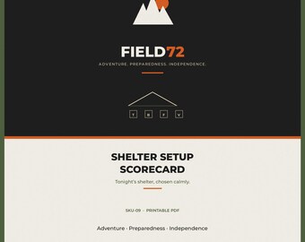 Shelter Setup Scorecard PDF | Printable Camp Worksheet | Tarp Bivy Tent Vehicle Night Decision