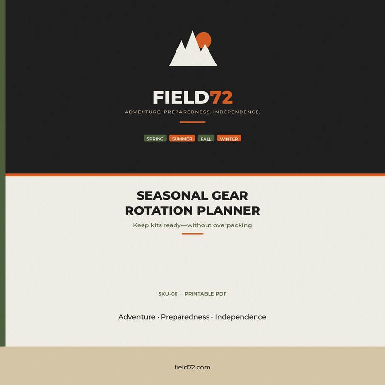 Seasonal Gear Rotation Planner PDF | Camp Overland Kit Audit Checklist | Printable Spring Fall Pack System image 1