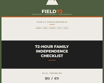 72-Hour Family Independence Checklist PDF | Emergency Preparedness Printable | Shelter-in-Place & Go-Bag