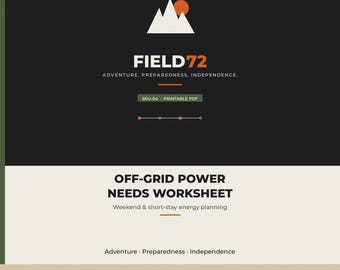 Off-Grid Power Needs Worksheet PDF | 12V Solar Battery Camp Planner | Printable Overland Van Energy Checklist