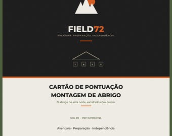 Cartão Pontuação Montagem Abrigo PDF | Folha Campismo Imprimível | Lona Bivy Tenda Veículo