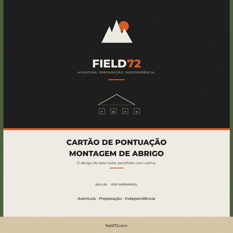 Cartão Pontuação Montagem Abrigo PDF | Folha Campismo Imprimível | Lona Bivy Tenda Veículo image 1