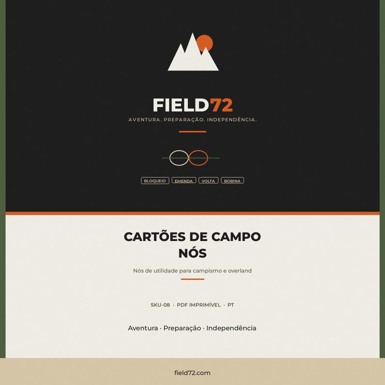 Cartões de Campo Nós PDF | 12 Nós Utilidade Campismo Overland | Esticadores Tenda Carga image 1