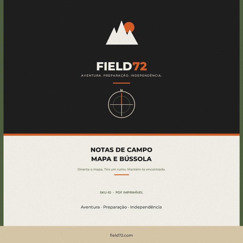 Notas Campo Mapa e Bússola PDF | Guia Navegação Fim de Semana | Rumo Corrimão Checklist image 1