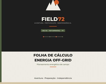 Folha Cálculo Energia Off-Grid PDF / Planeador Solar Bateria 12V / Checklist Energia Overland Carrinha