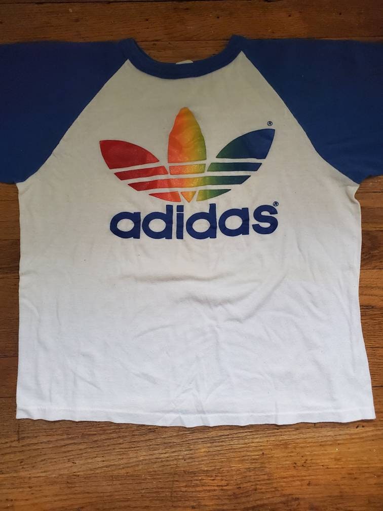 80s Adidas Trefoil Logo 2 Sided t-shirt Medium - The Captains Vintage