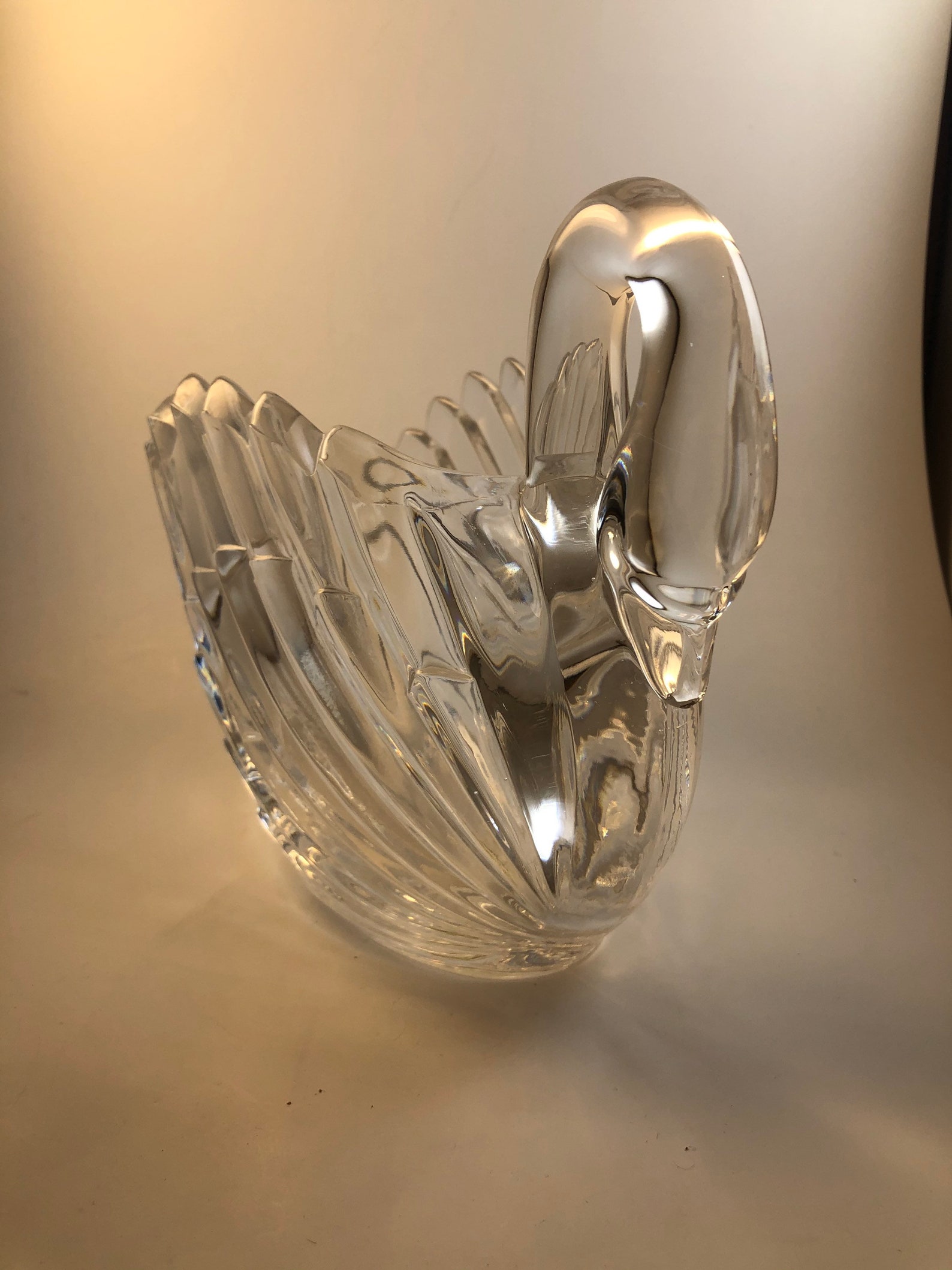 Elegant Lead Crystal Swan Bowl Etsy
