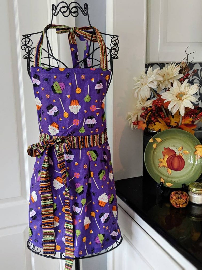 Halloween Modern Retro Apron Gift Apron Holiday Gift Shower Gift Kitchen Apron Custom Apron Handmade