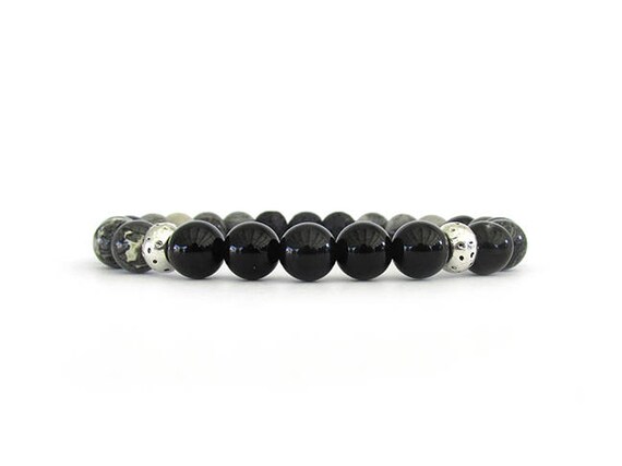 Men S Bracelet With Silver Leaf Jasper Beads Men S Etsy Men S Bracelet With Silver Leaf Jasper Beads Men S Etsy