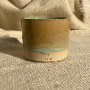Beige Blue Ceramic Mug, Handmade Pottery Cup