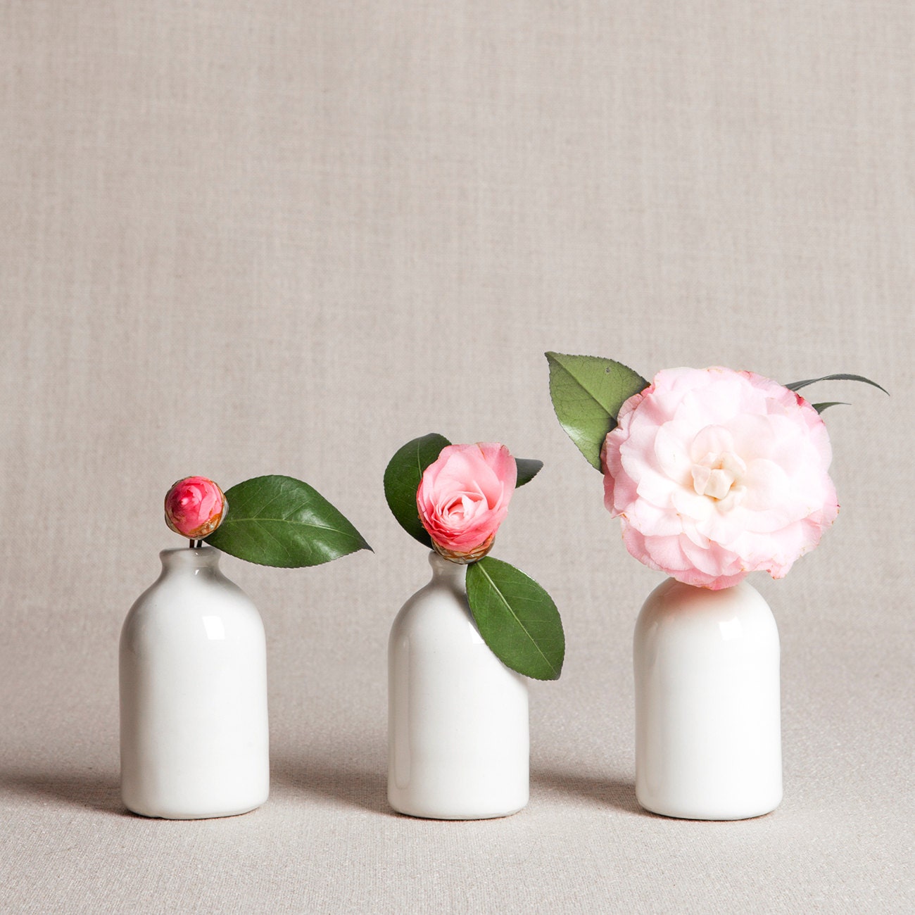 Prêt à Expédier Vases à Bourgeons Minimalistes Blancs // Ensemble de Trois