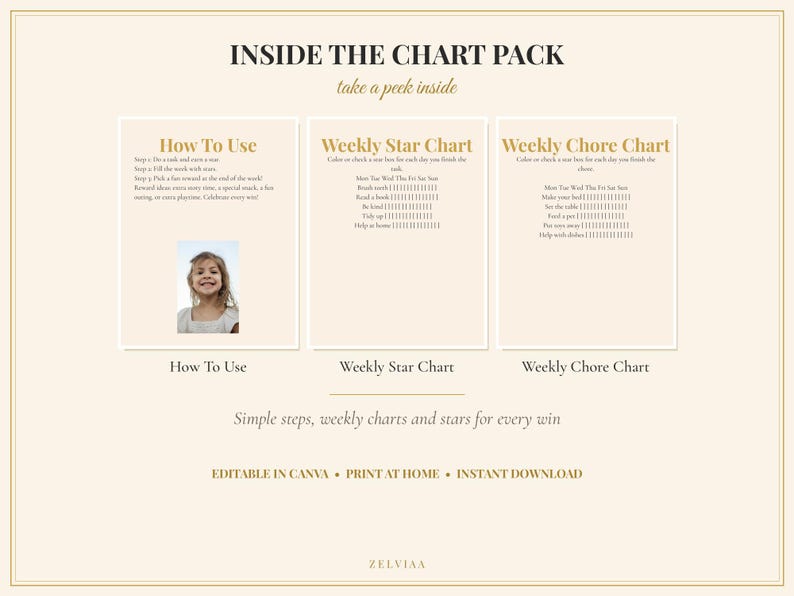 Reward Chart Template | Editable Kids Chore & Behavior Star Chart ...