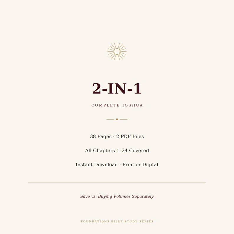 Sunlight Study.pdf Joshua Complete Bible Study Guide Bundle | 2 Printable Volumes Ch 1-24 ...