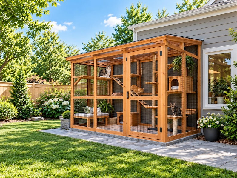 Cat Walk In Ramp Catio Plans PDF | 12x6 Walk-in Outdoor Cat Enclosure | DIY Cedar Build ...