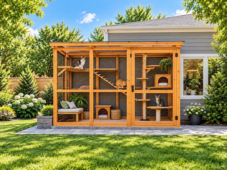 Cat Walk In Ramp Catio Plans PDF | 12x6 Walk-in Outdoor Cat Enclosure | DIY Cedar Build ...