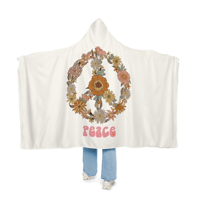 PEACE Retro Blanket Hoodie, Hoodie Blanket Micromink Snuggle Blanket Etsy