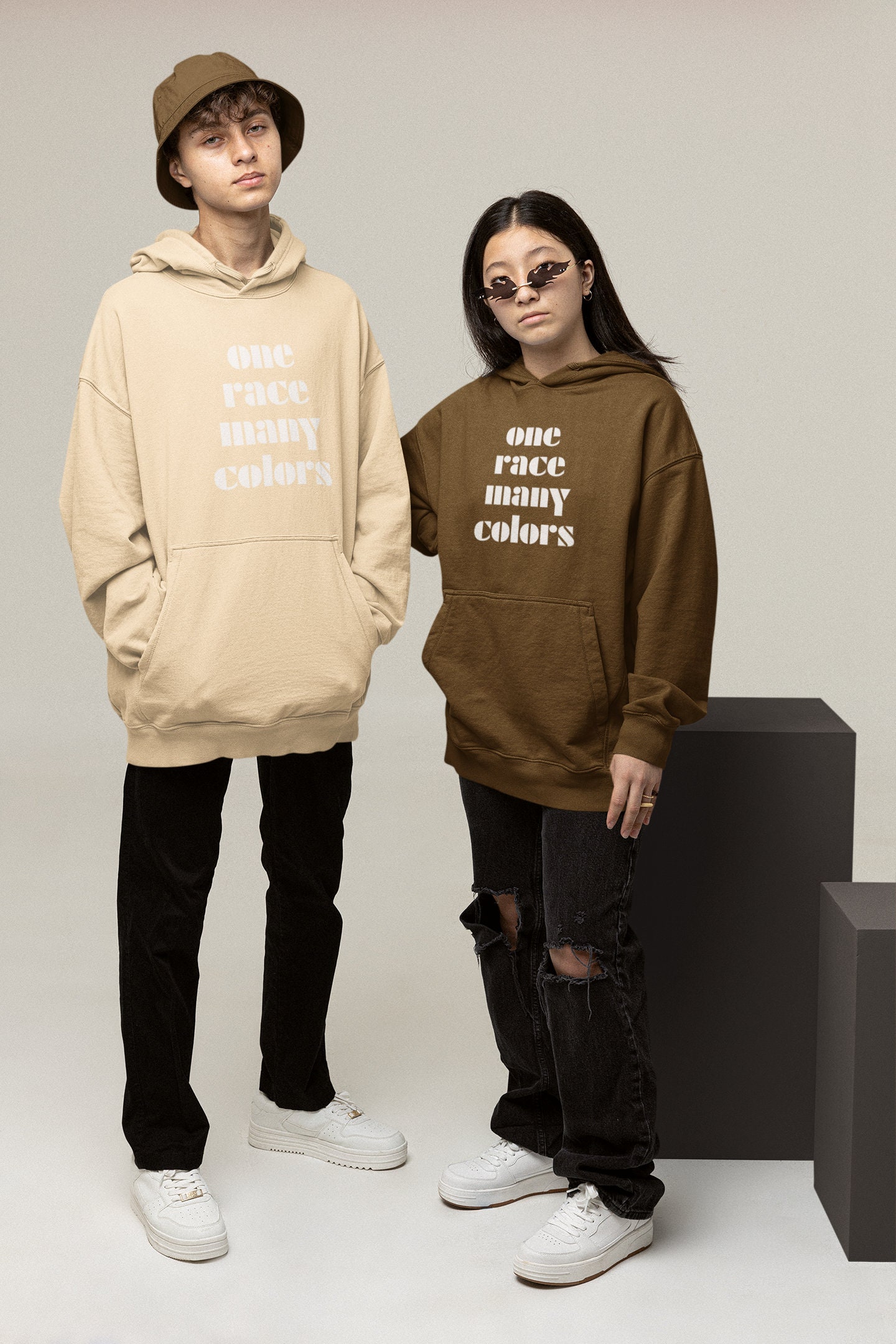 Neutral Collection One Race Many Colors Unisex Essential Hoodie Neutrals Collection - Etsy