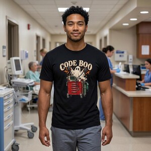 Code Boo Ghost Crash Cart T-Shirt | Halloween medic tech tee