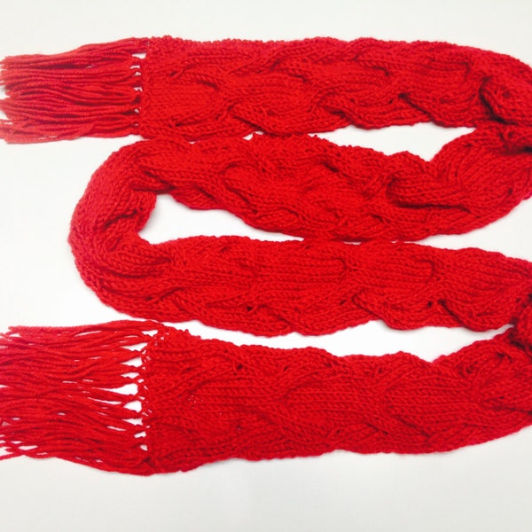 Amy Pond Inspired Red Cable Scarf