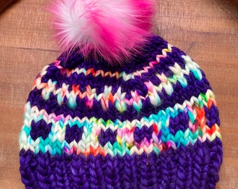 Beanie met mozaïektegels, 100% merinowol