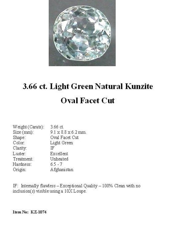Gorgeous 3.66 ct Green Kunzite GemStone in a Nice Oval  Cut... KUNZITE