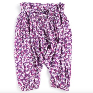Babies & Kids Designer Harem Pants Purple Rain Floral Pattern