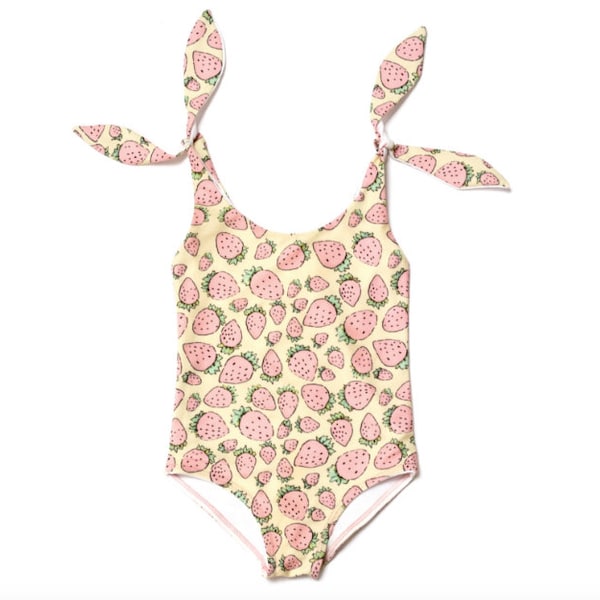 Kids Designer Bathing Suit Fun Adorable Strawberry Pattern
