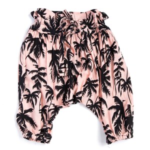 Babies & Kids Designer Harem Pants Hip Pink-Black Palm Tree Pattern
