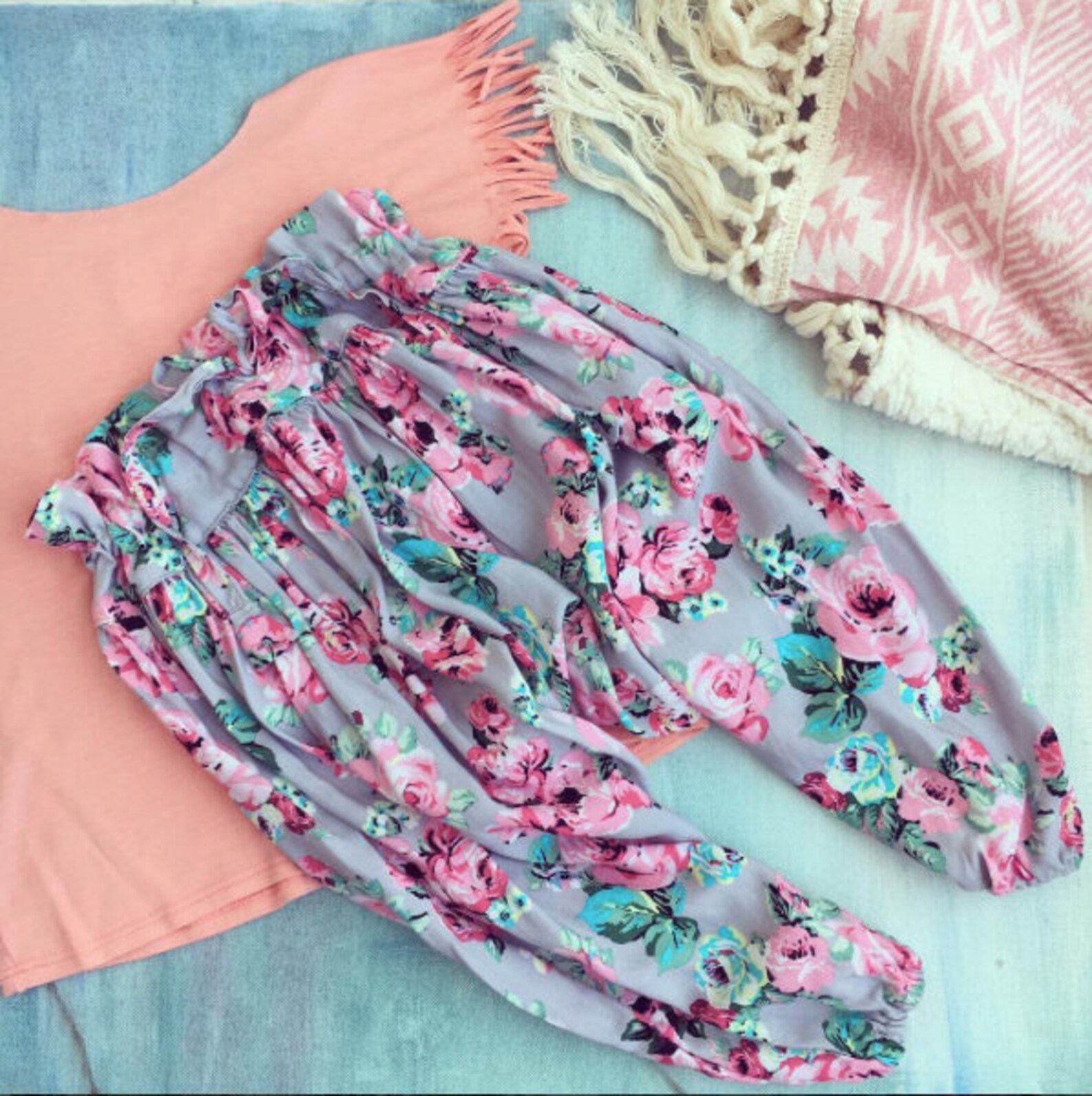 Baby Harem Pants Kids Harem Pants Roses Harem Pants Baby Etsy