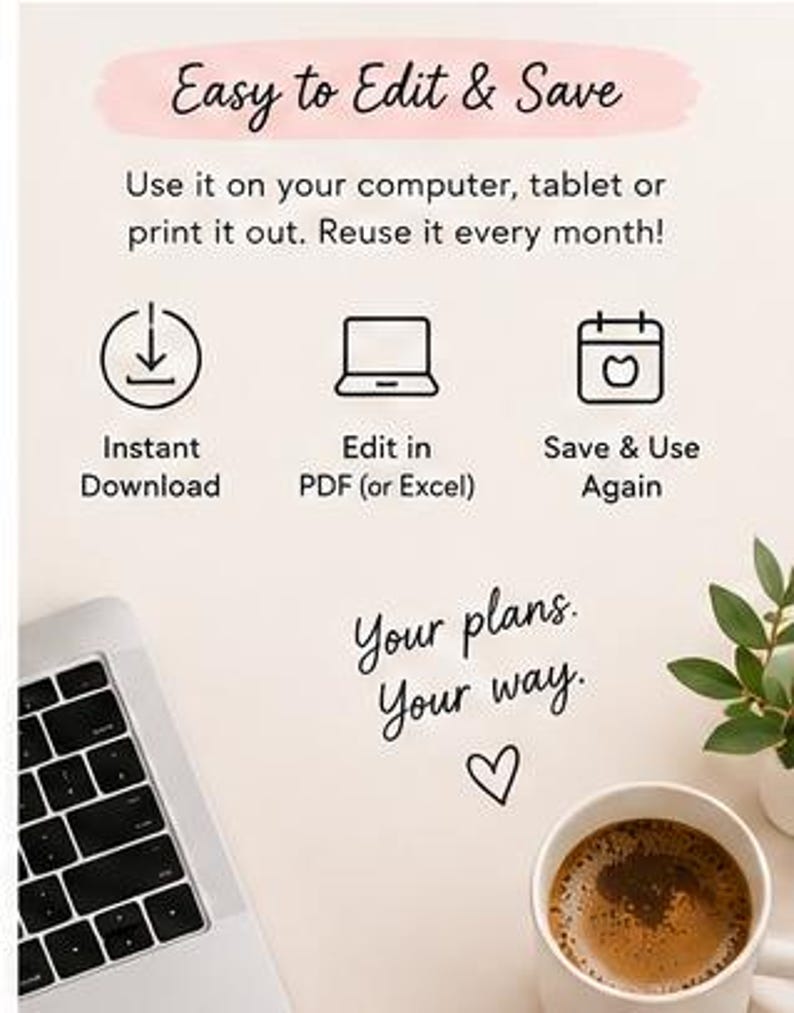 Printable Digital Monthly Planner | Daily Routine, Learning Tracker - Etsy