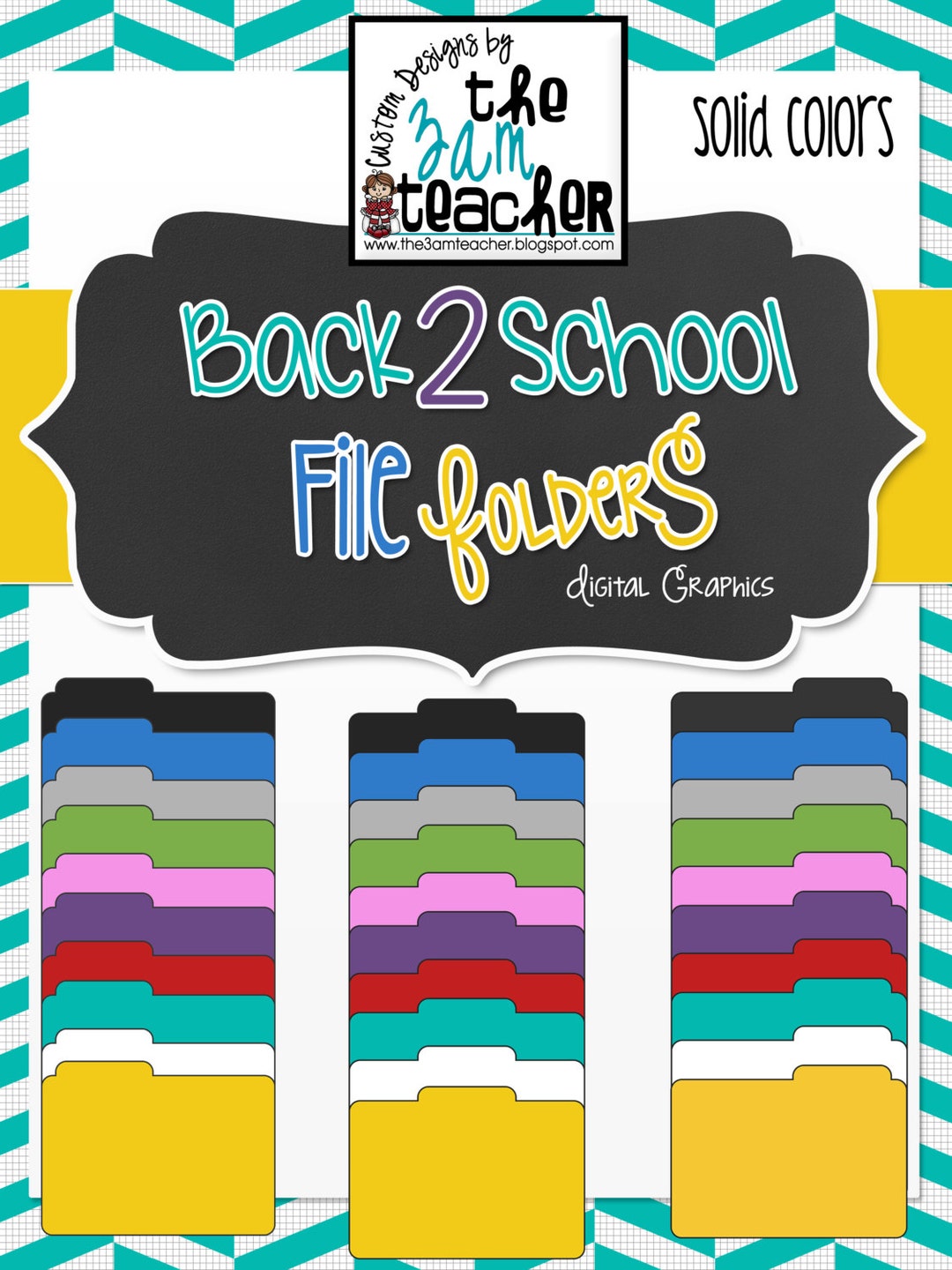 30 Solid Colored File Folders Clipart Set - Etsy