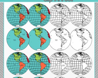 World Maps Clip Art: Western Hemisphere Globe Set!!!
