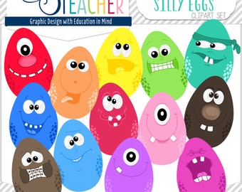 Spotted Silly Character Eggs Clip Art Set!!!