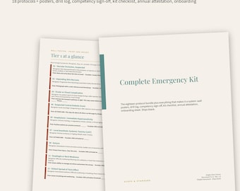 Med Spa Emergency Protocol Kit, 18 Protocols, Posters, Drill Log (Editable Canva)