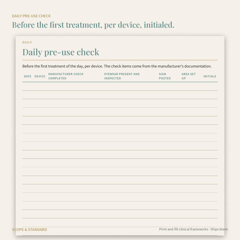 Laser Safety Officer Form, Eyewear Log, Controlled Area Register (Printable PDF) image 5