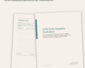 EMR Field Mapping Worksheet for Med Spa Software, Charting Setup Guide (PDF)