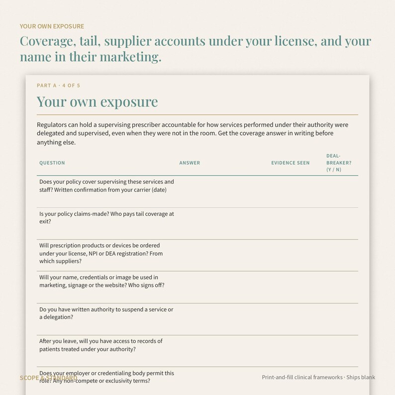 Medical Director Engagement File, Physician Supervision Log, Exit Record (PDF) image 4