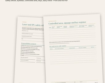 Laser Safety Officer Form, Eyewear Log, Controlled Area Register (Printable PDF)