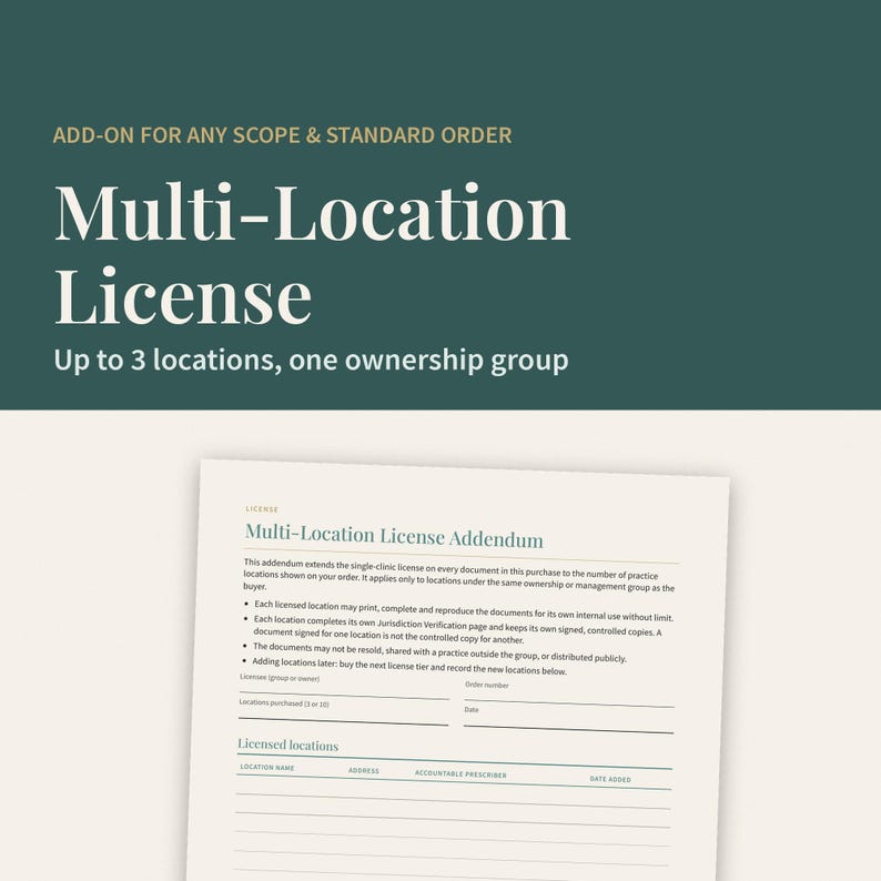 Multi-Location License Add-On, Up to 3 Locations, Extends Any Scope and Standard Clinic Template Purchase in the Same Order image 1