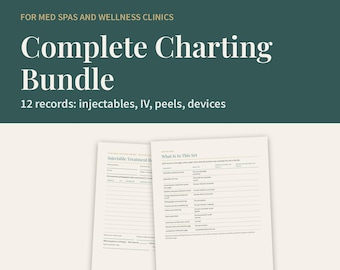 Med Spa Charting Bundle: Injectable, IV, Peel, Device Records (Editable Canva + PDF)