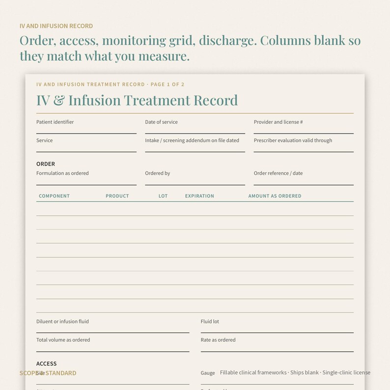 Med Spa Charting Bundle: Injectable, IV, Peel, Device Records (Editable Canva + PDF) image 7