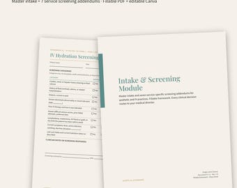 Med Spa Intake & Screening Forms, IV Therapy, Injectables (Fillable PDF + Canva)