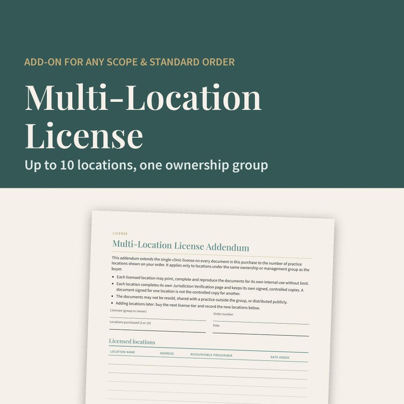Multi-Location License Add-On, Up to 10 Locations, Extends Any Scope and Standard Clinic Template Purchase in the Same Order image 1