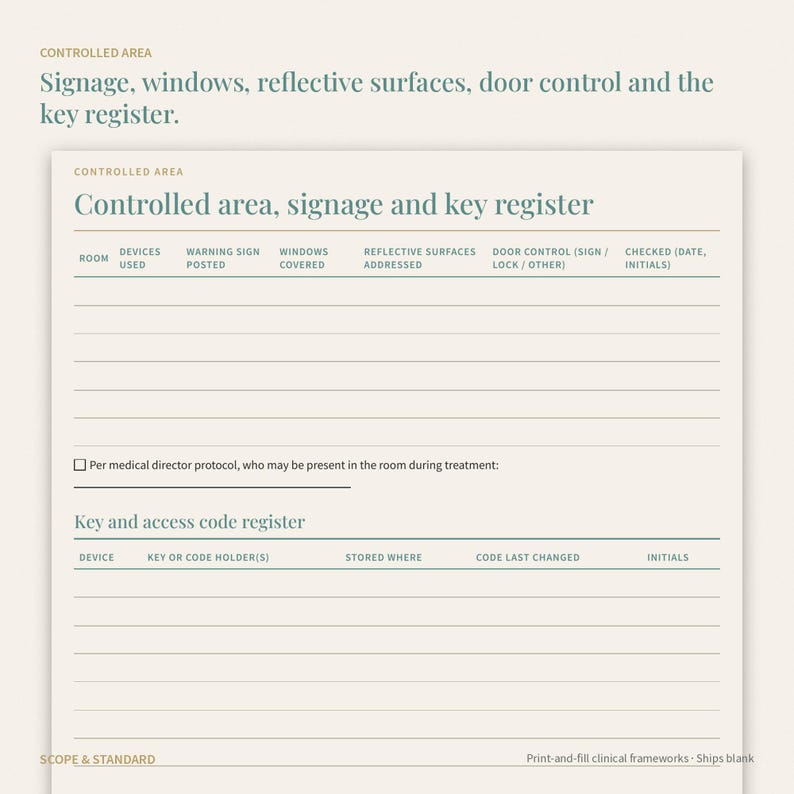 Laser Safety Officer Form, Eyewear Log, Controlled Area Register (Printable PDF) image 4