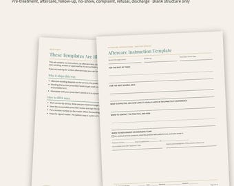 Med Spa Client Communication Set, Fillable Aftercare, Pre-Treatment, Follow-Up Forms (Editable PDF)