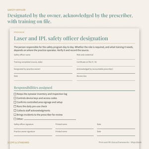 Laser Safety Officer Form, Eyewear Log, Controlled Area Register (Printable PDF) image 2