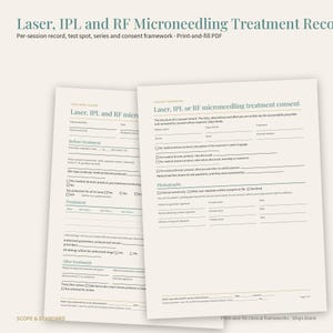 Laser, IPL, RF Microneedling Treatment Record, Test Spot, Consent (Printable PDF) image 1